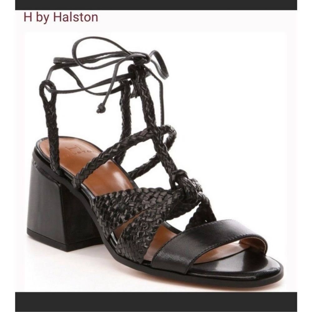 H by Halston Black Braided Sandals